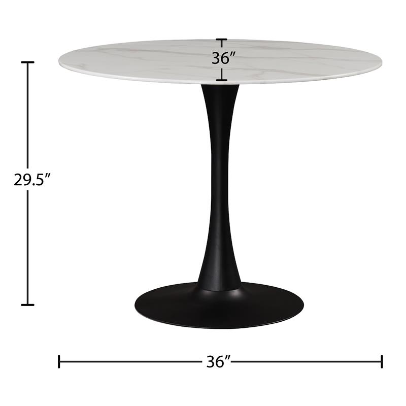 Kingfisher Lane Round Faux Marble Dining Table with Matte Black Base