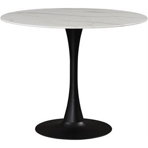 Kingfisher Lane Round Faux Marble Dining Table with Matte Black Base