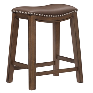 Kingfisher Lane 24&quot Faux Leather Saddle Counter Stool in Brown