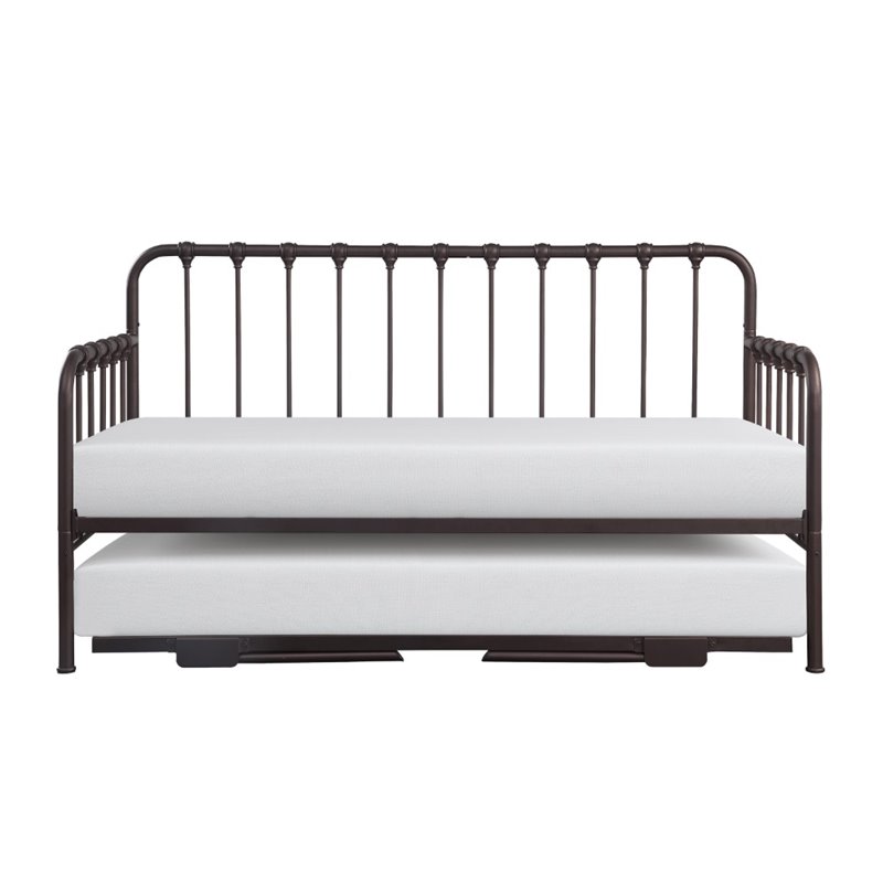 Kingfisher Lane Modern Metal Daybed with Trundle in Dark Bronze