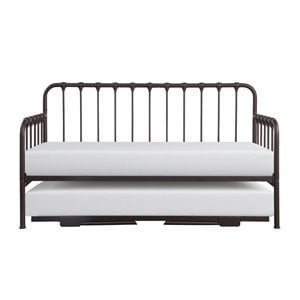 kingfisher lane modern metal daybed with trundle in dark bronze