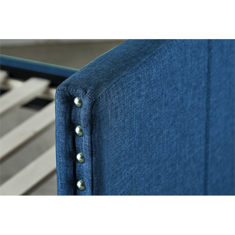 Kingfisher Lane Modern Upholstered Daybed with Trundle in Blue