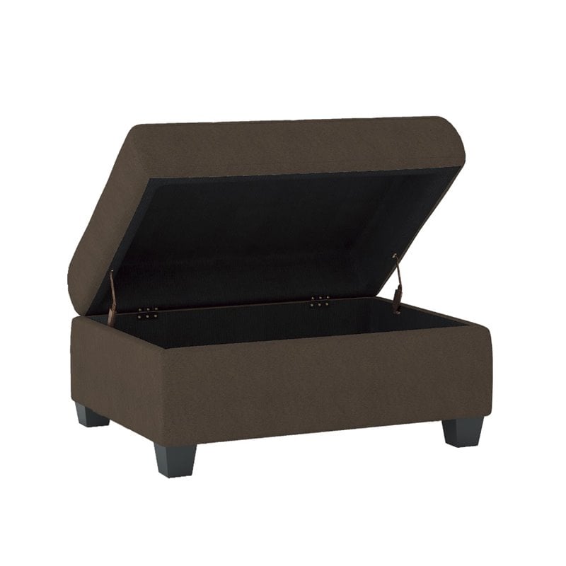 Kingfisher Lane Microfiber Ottoman with Storage in Chocolate