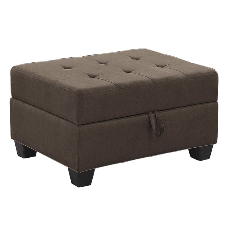 Kingfisher Lane Microfiber Ottoman with Storage in Chocolate