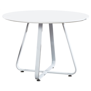 Kingfisher Lane 43&quot Round Contemporary Metal Dining Table in White