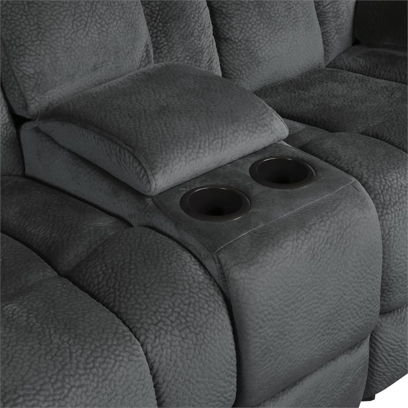 Kingfisher Lane Microfiber Double Glider Reclining Love Seat in Charcoal