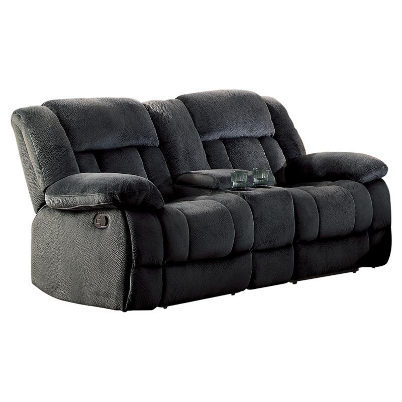 Kingfisher Lane Microfiber Double Glider Reclining Love Seat in Charcoal