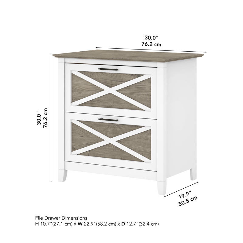 Kingfisher Lane Modern 2 Drawer File Cabinet in White & Gray