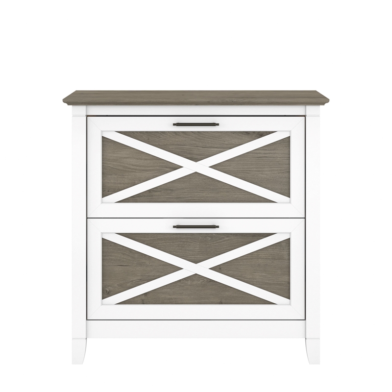 Kingfisher Lane Modern 2 Drawer File Cabinet in White & Gray