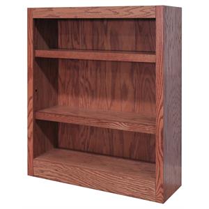 Kingfisher Lane Traditional 36&quot Tall 3-Shelf Wood Bookcase in Dry Oak