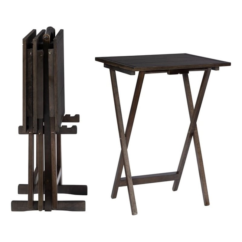 Kingfisher Lane Modern Five Piece Wood Tray Table Set in Gray