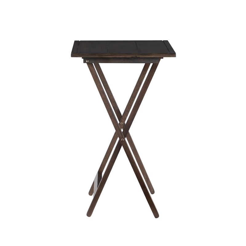 Kingfisher Lane Modern Five Piece Wood Tray Table Set in Gray