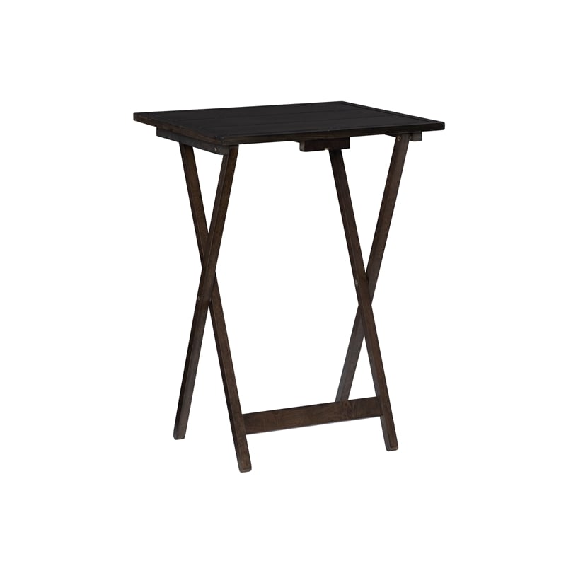 Kingfisher Lane Modern Five Piece Wood Tray Table Set in Gray