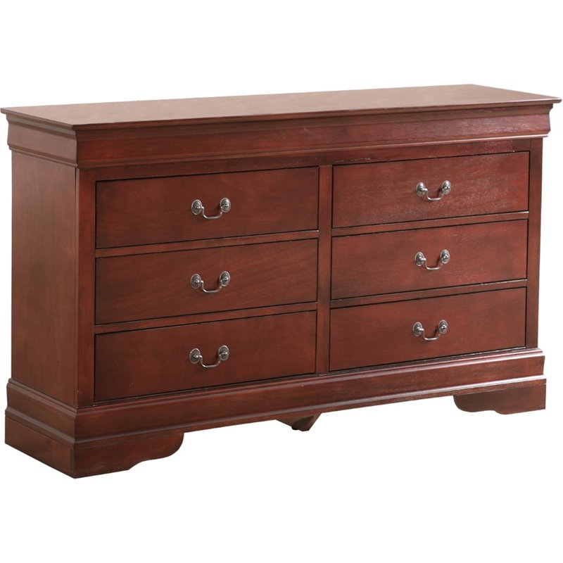 Kingfisher Lane Contemporary 6 Drawer Dresser in Cherry Finish