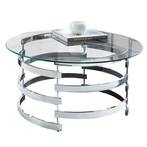 Kingfisher Lane Metal and Chrome Tempered Glass Top Cocktail Table