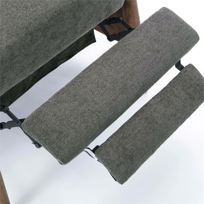 Kingfisher Lane Charcoal Polyester Fabric Wood Arm Push Back Recliner