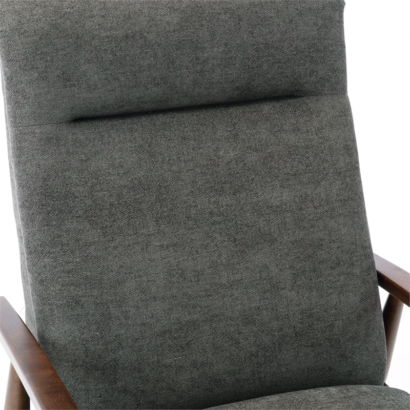 Kingfisher Lane Charcoal Polyester Fabric Wood Arm Push Back Recliner