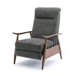 Kingfisher Lane Charcoal Polyester Fabric Wood Arm Push Back Recliner