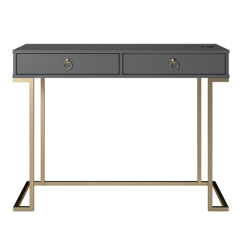 Kingfisher Lane Contemporary Serenity Computer Desk in Graphite Gray