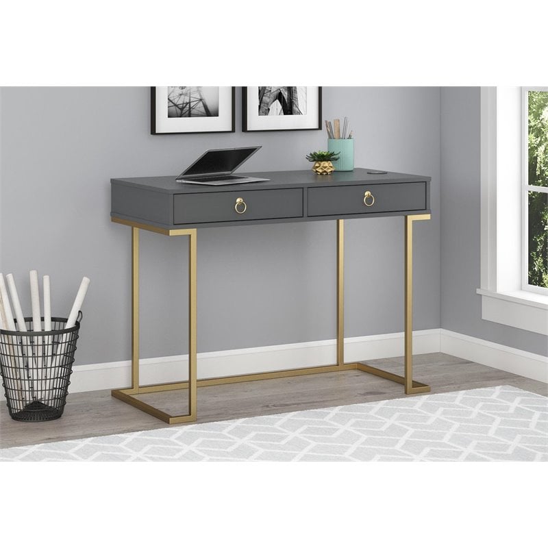 Kingfisher Lane Contemporary Serenity Computer Desk in Graphite Gray