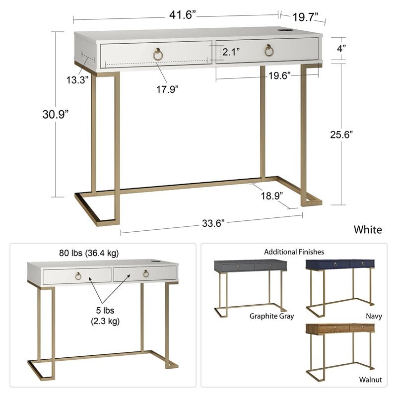 Kingfisher Lane Contemporary Serenity Computer Desk in Graphite Gray