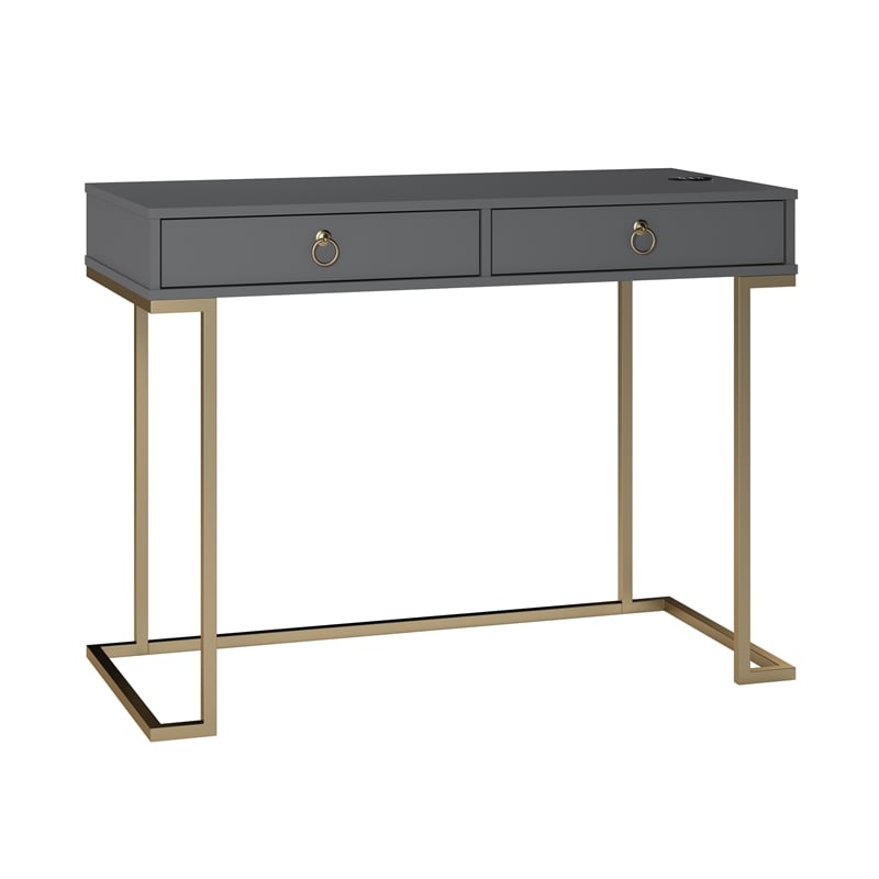 Kingfisher Lane Contemporary Serenity Computer Desk in Graphite Gray