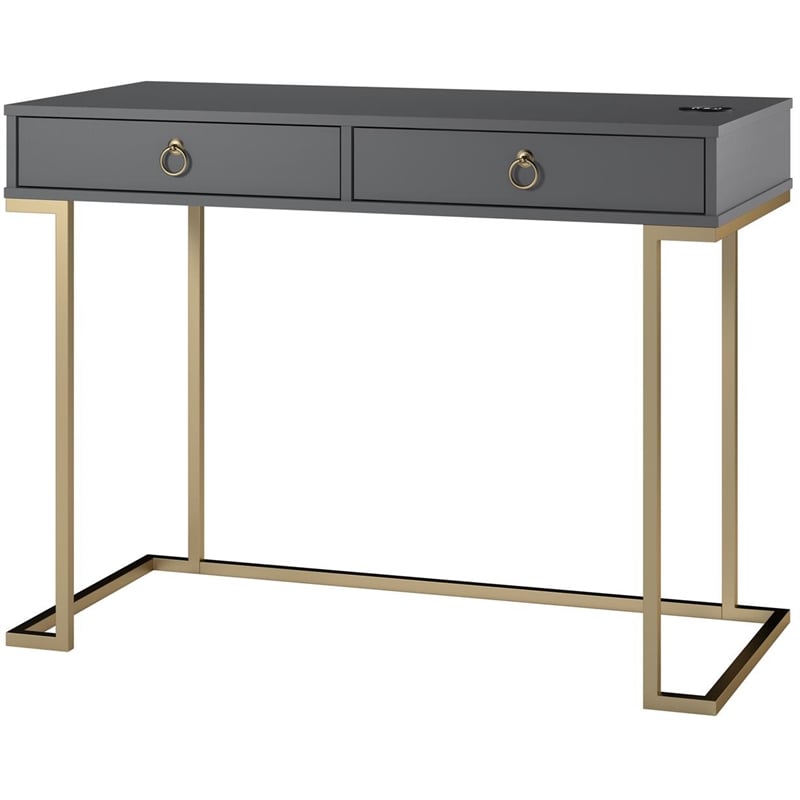 Kingfisher Lane Contemporary Serenity Computer Desk in Graphite Gray