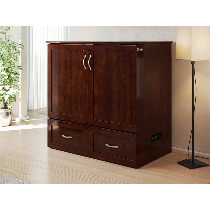 Kingfisher Lane Wood Twin Extra Long Murphy Bed Chest in Walnut