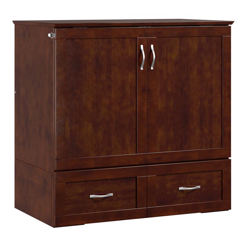 Kingfisher Lane Wood Twin Extra Long Murphy Bed Chest in Walnut