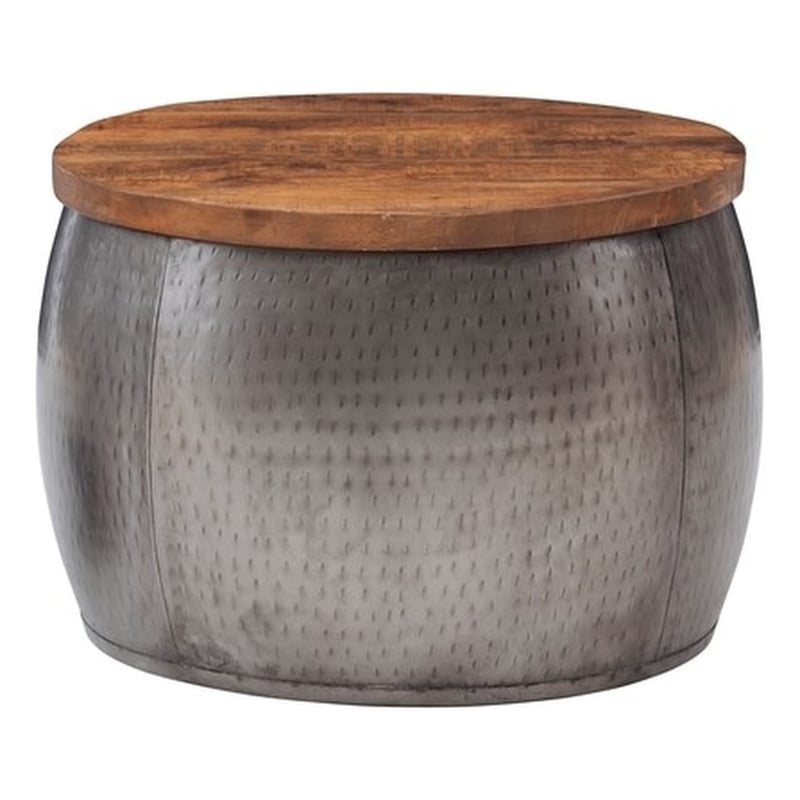 Kingfisher Lane Small Wood and Metal Table with Storage in Pewter