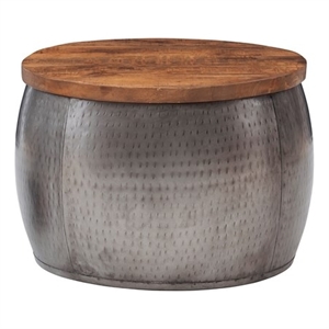 Kingfisher Lane Small Wood and Metal Table with Storage in Pewter