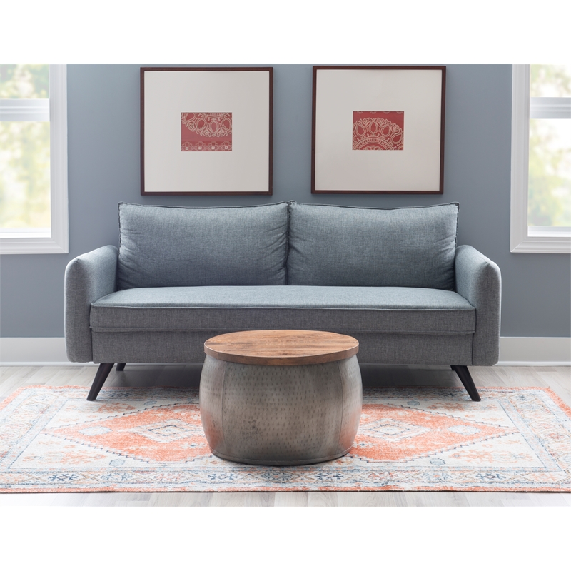 Kingfisher Lane Small Wood and Metal Table with Storage in Pewter