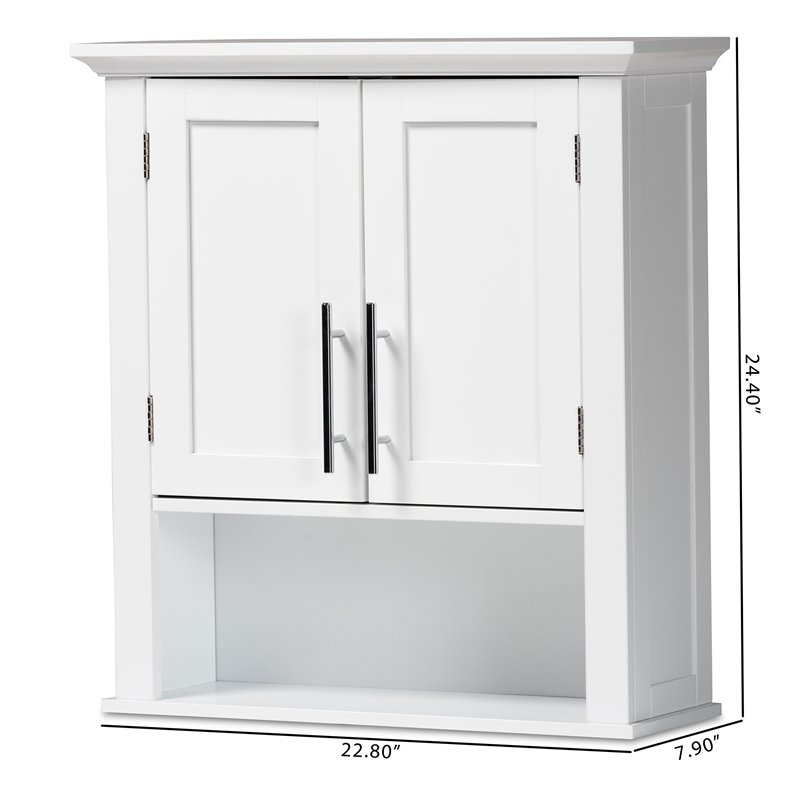 Kingfisher Lane White Finish Wood 2-Door Bathroom Wall Storage Cabinet