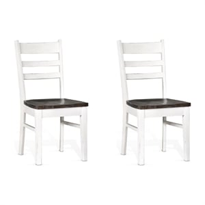 Kingfisher Lane 18&quot Wood Ladderback Chair in White/Dark Brown (Set of 2)