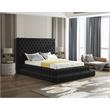 Kingfisher Lane Deep Button Tufting Velvet Queen Bed in Soft Black