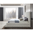 Kingfisher Lane Contemporary Velvet King Bed in Soft Cream Finish