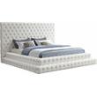 Kingfisher Lane Contemporary Velvet King Bed in Soft Cream Finish