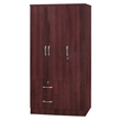 Kingfisher Lane Wardrobe Armoire Closet with Two Drawers Mahogany