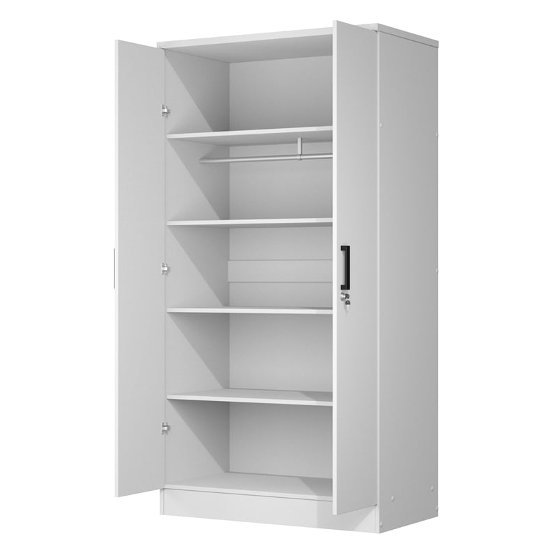 Kingfisher Lane Wood Two Door Armoire Wardrobe Cabinet in White