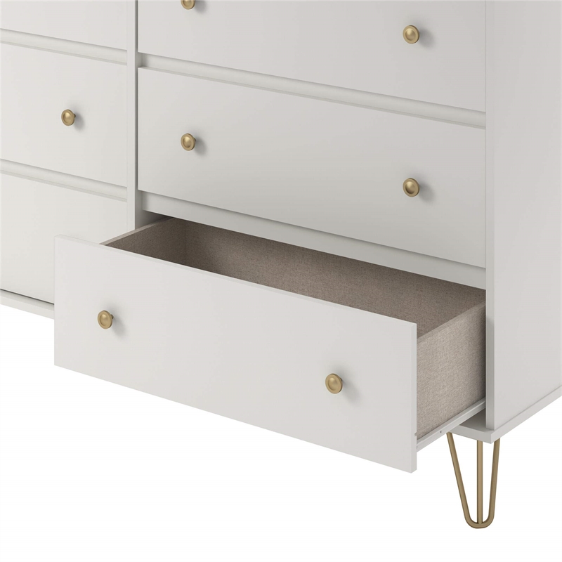 Kingfisher Lane Contemporary Engineered Wood 6 Drawer Dresser in White