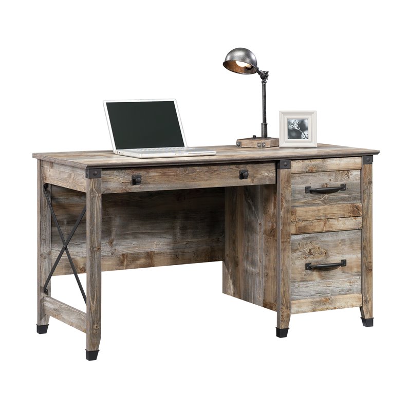 Kingfisher Lane Modern Engineered Wood Desk in Rustic Cedar/Brown
