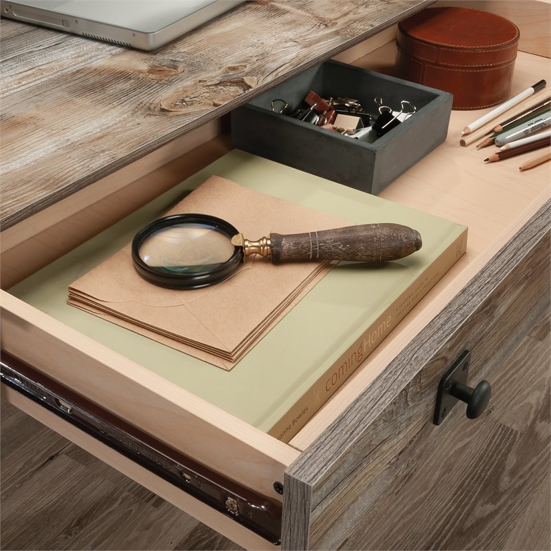 Kingfisher Lane Modern Engineered Wood Desk in Rustic Cedar/Brown