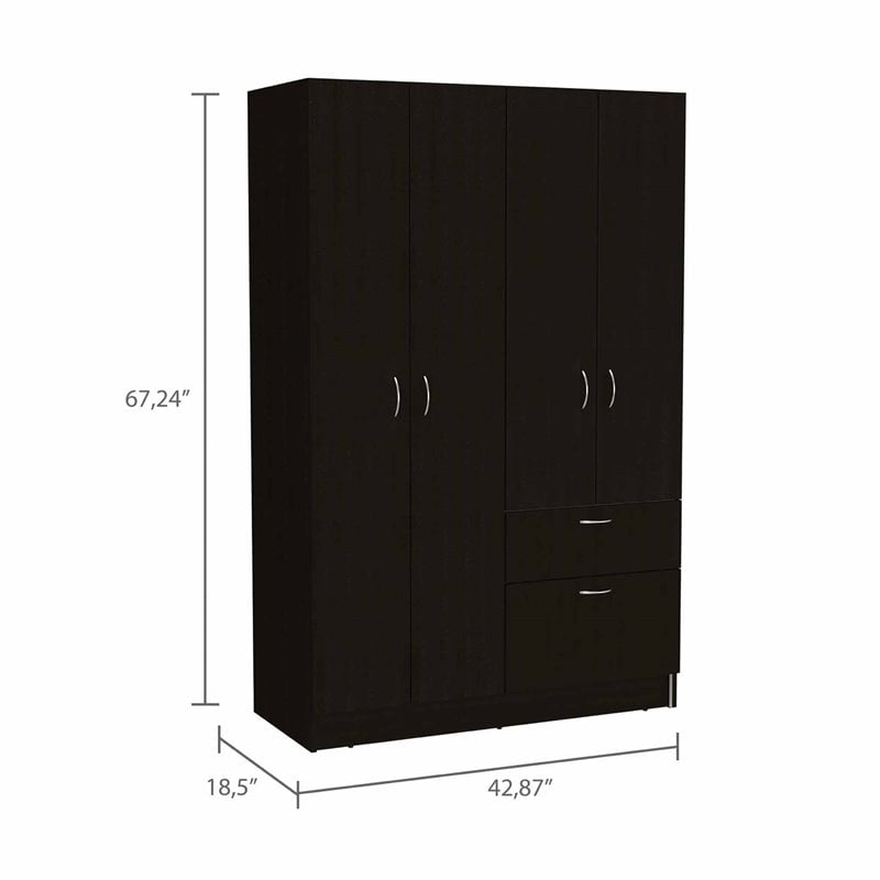 Kingfisher Lane Modern Wood Bedroom Armoire in Black Wenge/White