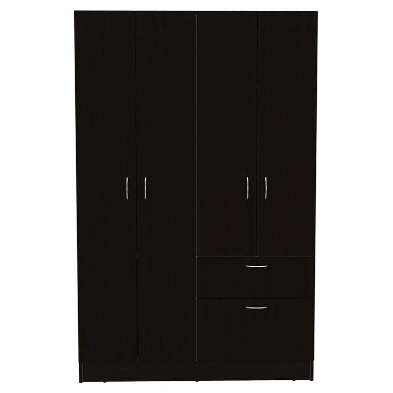 Kingfisher Lane Modern Wood Bedroom Armoire in Black Wenge/White