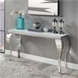 Kingfisher Lane Glam Glass Top Sofa Table in White and Silver