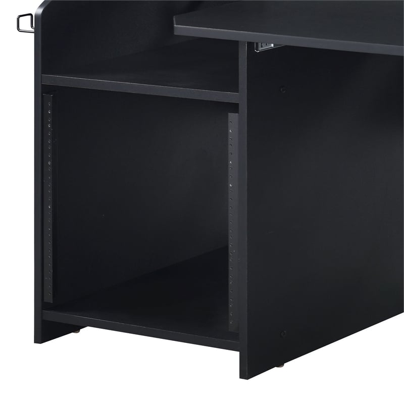 Kingfisher Lane Wood Music Desk with Shelves in Black Finish