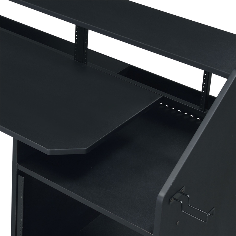 Kingfisher Lane Wood Music Desk with Shelves in Black Finish