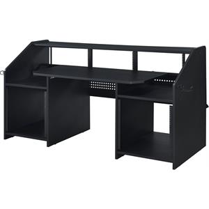 Kingfisher Lane Wood Music Desk with Shelves in Black Finish