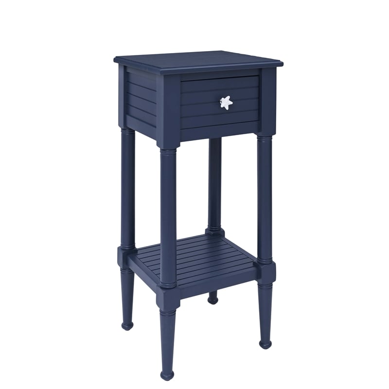 Kingfisher Lane Wood Accent Starfish Coastal Side Table in Navy