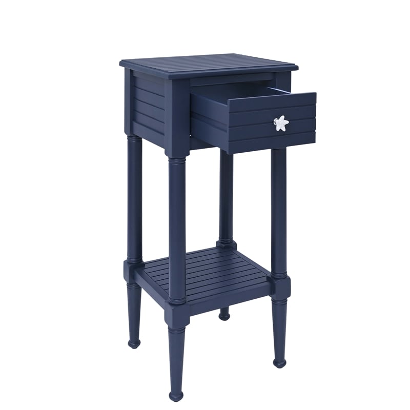 Kingfisher Lane Wood Accent Starfish Coastal Side Table in Navy